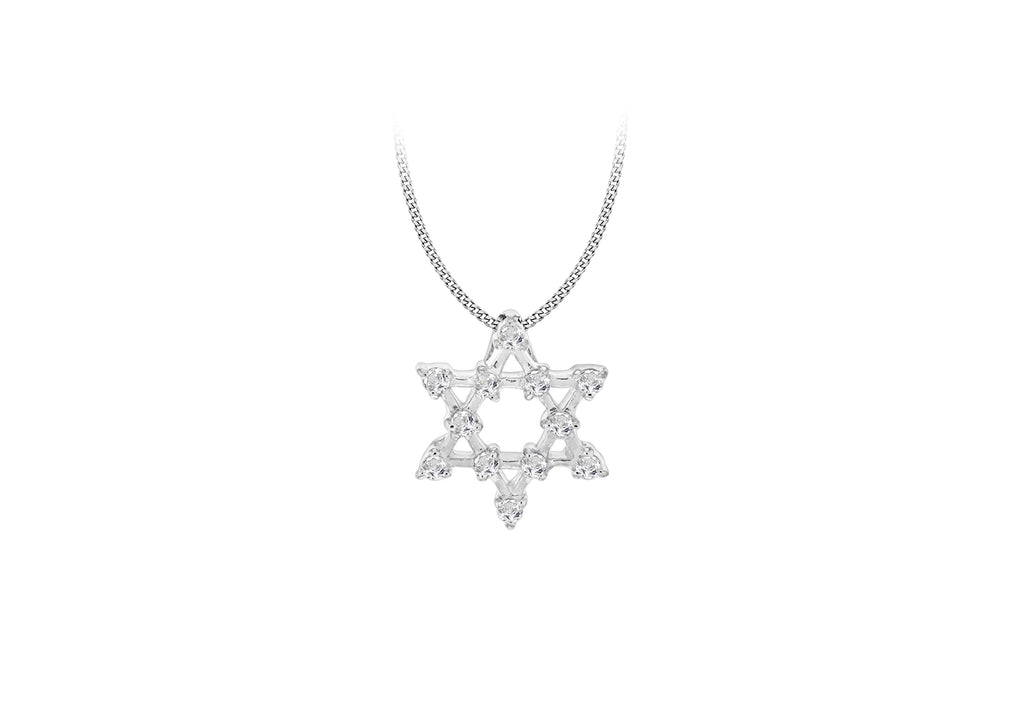 Sterling Silver Zirconia  'Star of David' Slider Pendant