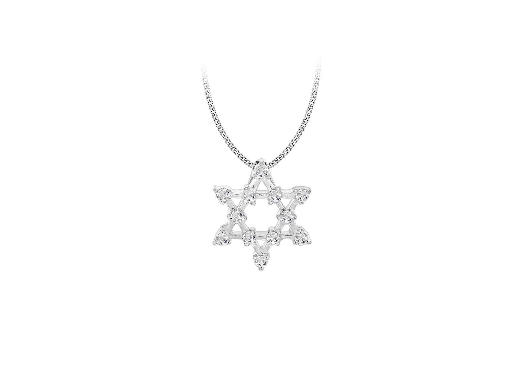 Sterling Silver Zirconia  'Star of David' Slider Pendant