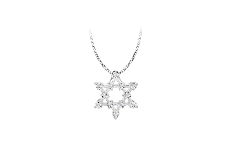 Sterling Silver Zirconia  'Star of David' Slider Pendant