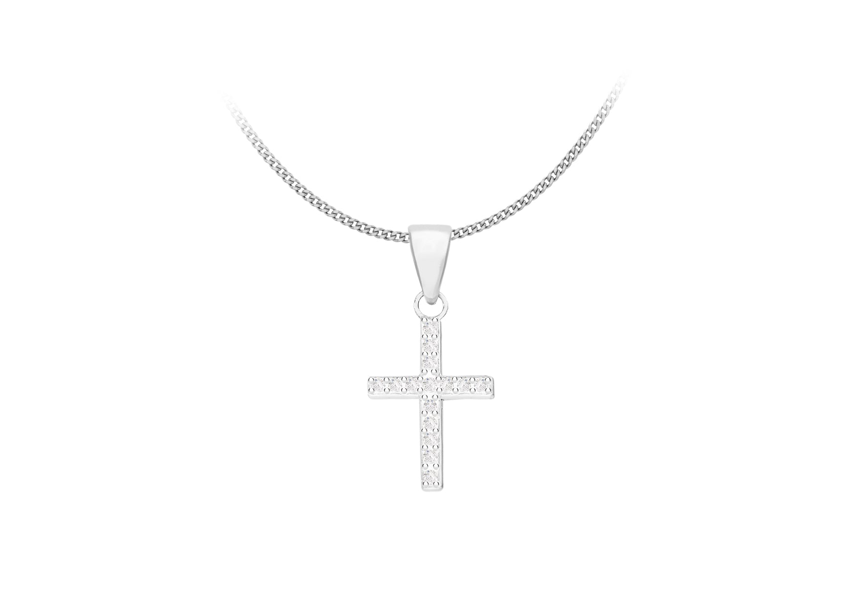 Sterling Silver 0.10ct Diamond Deliate Cross Pendant