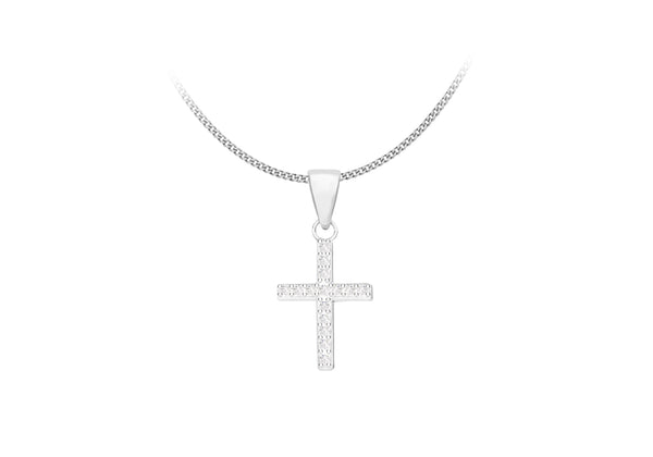 Sterling Silver 0.10ct Diamond Deliate Cross Pendant
