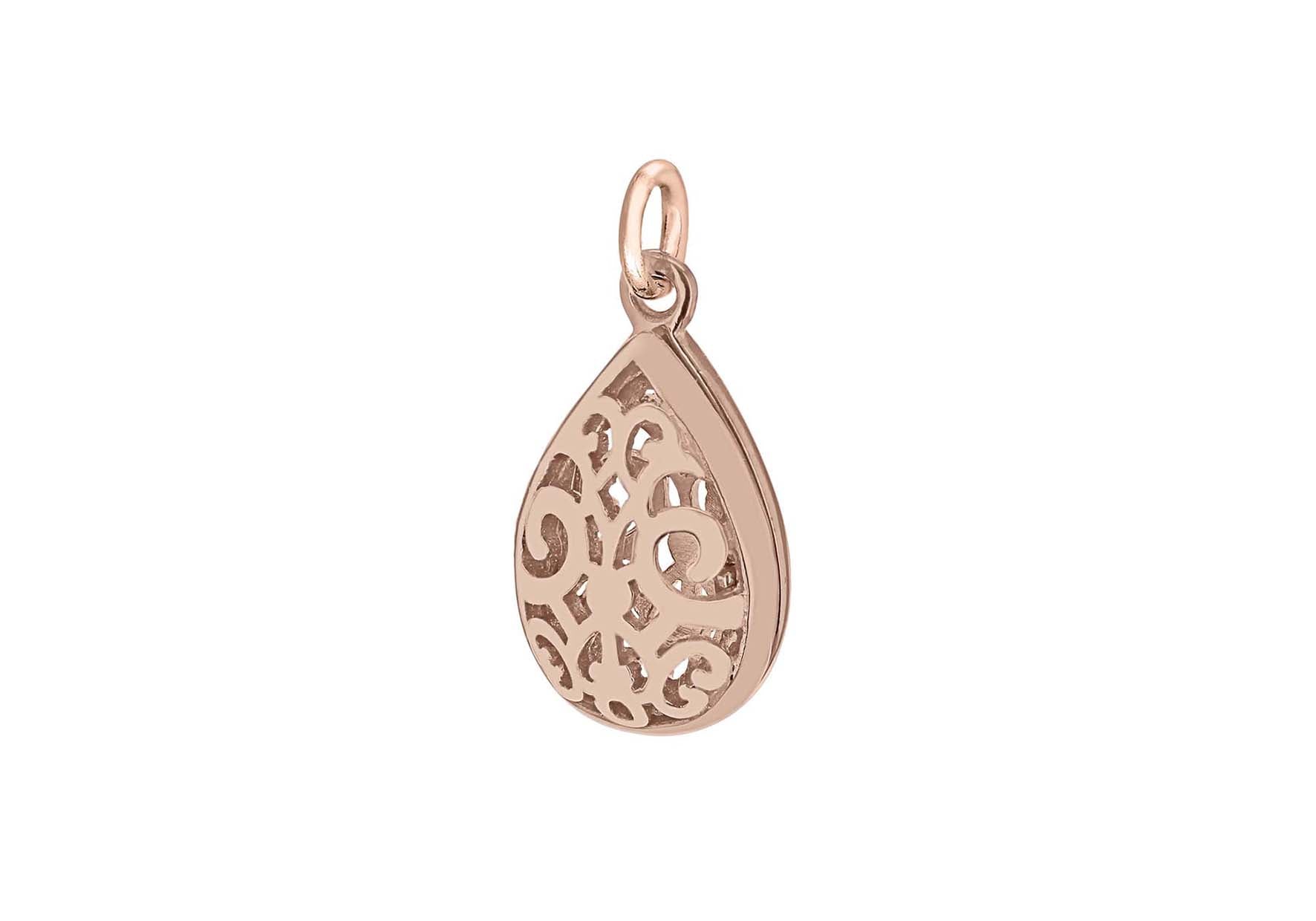 Sterling Silver Rose Gold Plated Filigree Locket Pendant