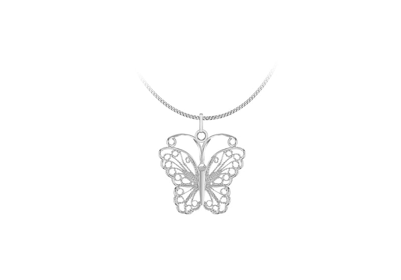 Sterling Silver Filigree BCutterfly Pendant