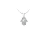Sterling Silver Rhodium Plated Zirconia  Hamsa Hand Pendant