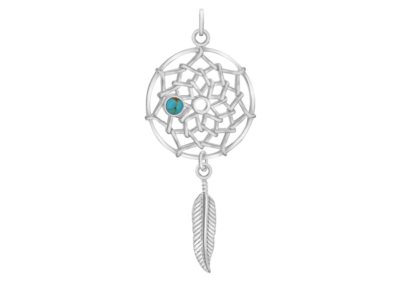 Sterling Silver Turquoise Dream Catcher Pendant