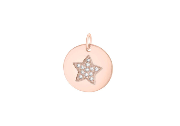 Sterling Silver Rose Gold Plated Zirconia Star Disc Pendant