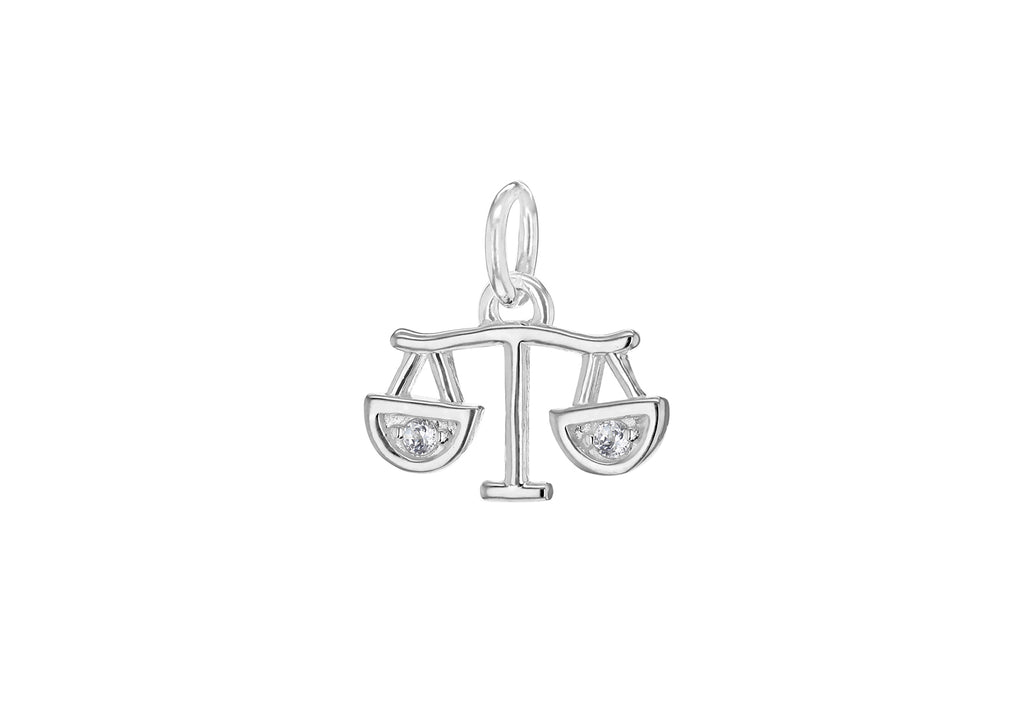 Sterling Silver Zirconia  12mm x 13mm Libra Horoscop Pendant