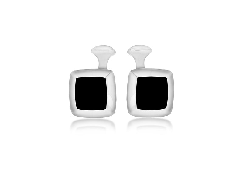 Sterling Silver Square Black Onyx Cufflinks