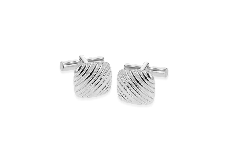 Sterling Silver 15mm x 15mm Ribbed Square Cufflinks