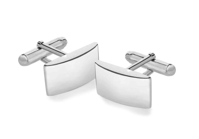 Sterling Silver Plain urved Cufflinks