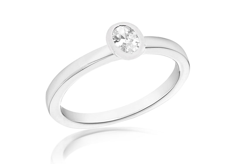 SILVER WHITE Zirconia  OVAL S Ring