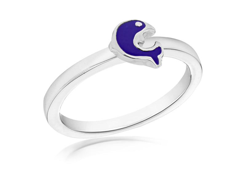 Sterling Silver Blue Dolphin S Ring