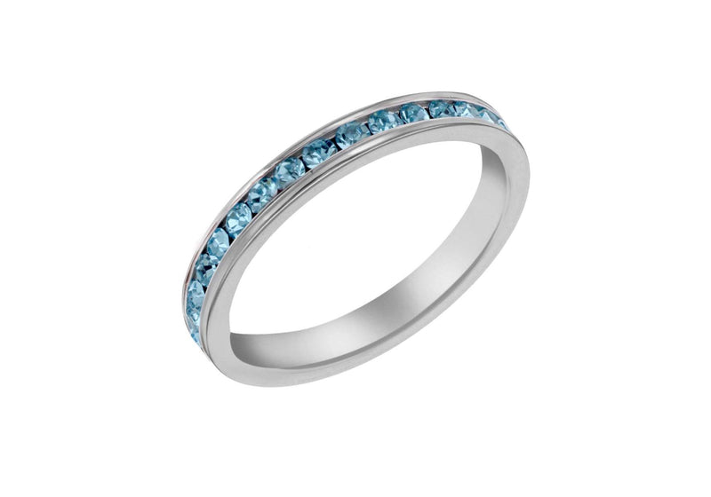 Sterling Silver Blue Crystal Eternity Ring