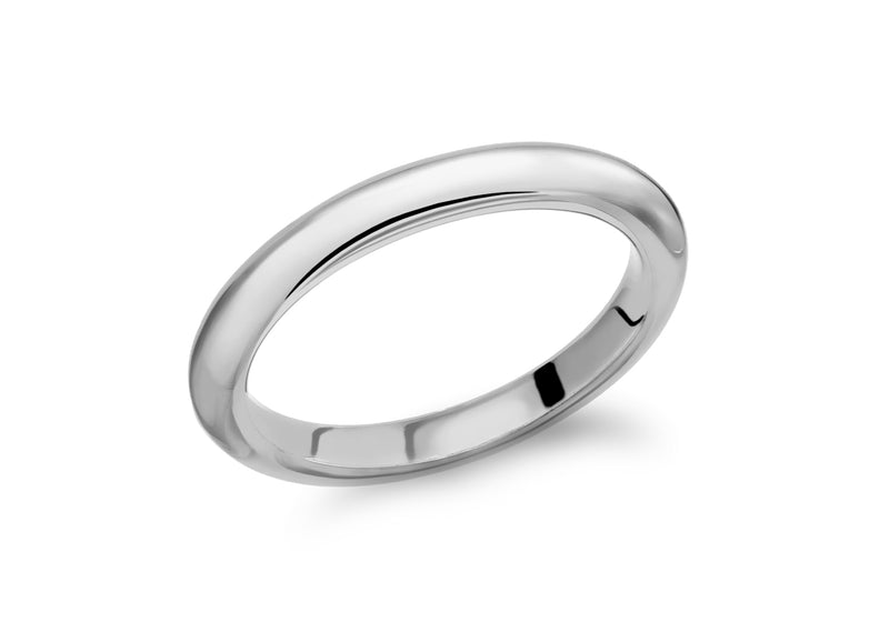 Sterling Silver Rhodium Plated 3mm Band Stacking Ring