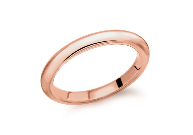 Sterling Silver Rose Gold Plated 3mm Band Stacking Ring
