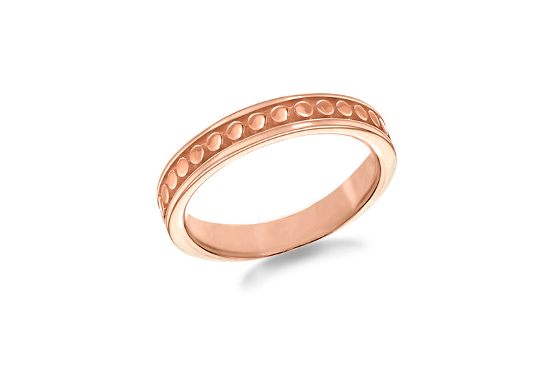Sterling Silver Rose Gold Plated 4mm Dot-Patterned Band Stacking Ring