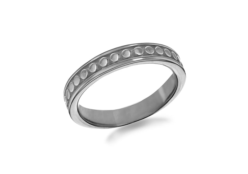 Sterling Silver Black Rhodium Plated 4mm Dot-Patterned Band Stacking Ring