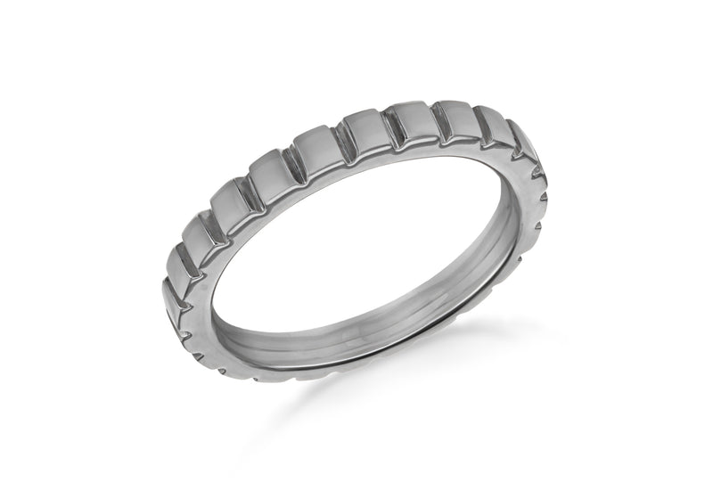Sterling Silver Black Rhodium Plated 3mm Ribbed Band Stacking Ring