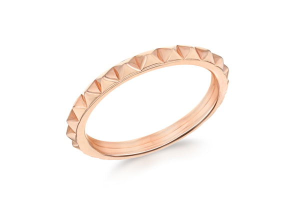 Sterling Silver Rose Gold Plated 3mm Pyramid Band Stacking Ring