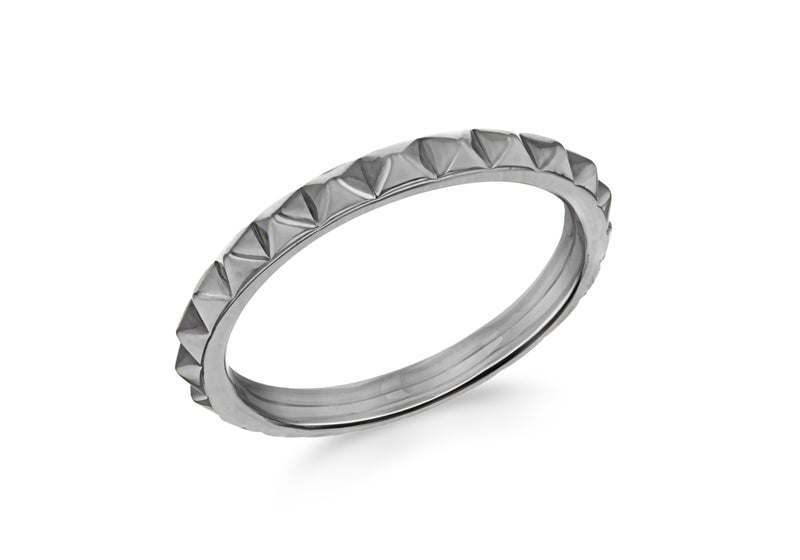 Sterling Silver Black Rhodium Plated 3mm Pyramid Band Stacking Ring