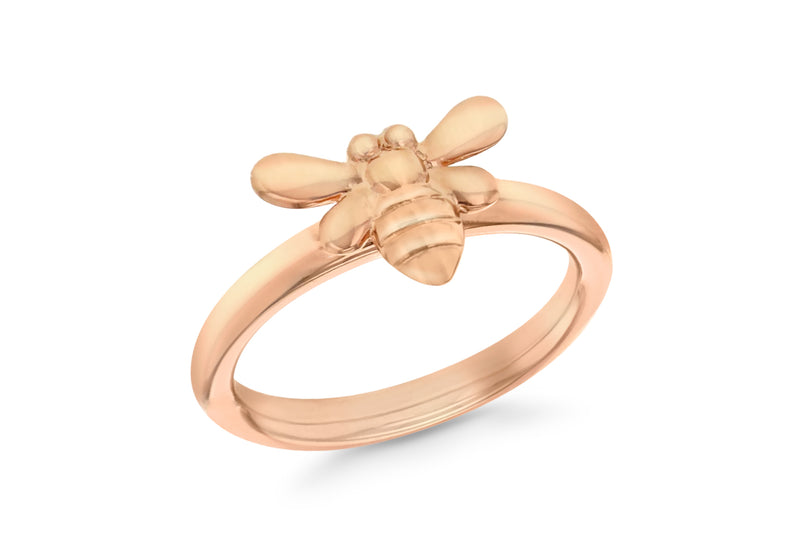Sterling Silver Rose Gold Plated Oxidised  Bee Stacking Ring