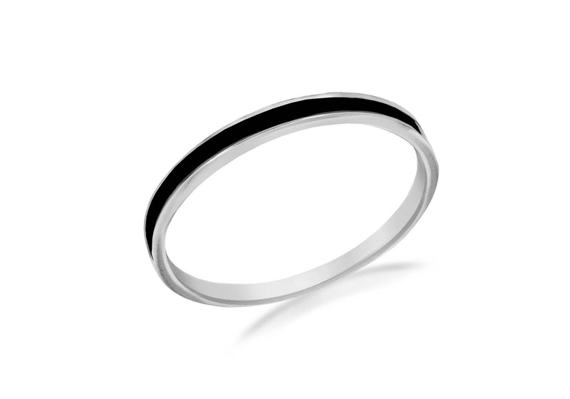 Sterling Silver Black Enamel Band Ring