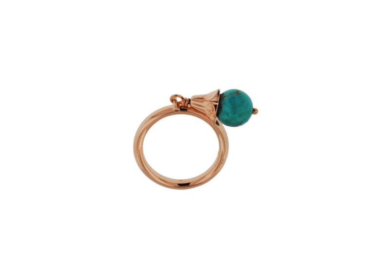 Sterling Silver Rose Gold Plated Turquoise Drop Stacking Ring