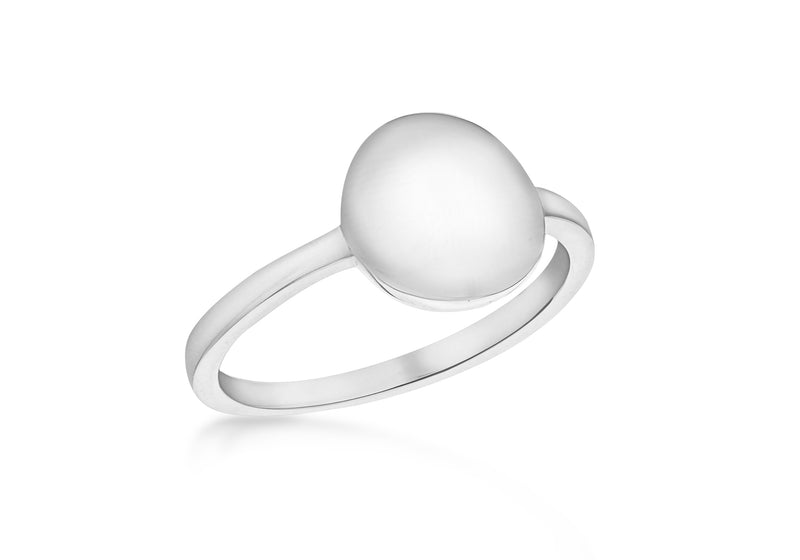 Sterling Silver Rhodium Plated Plain 9.5mm Disc Ring