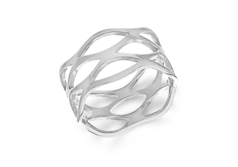 SILVER 4 STRAND OPEN WAVE Ring