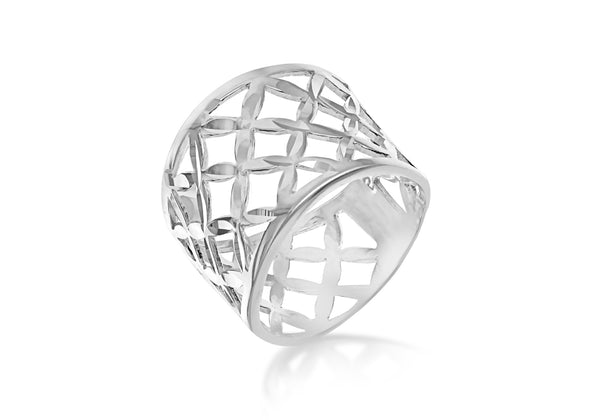 Sterling Silver Diamond Cut Lattice Ring