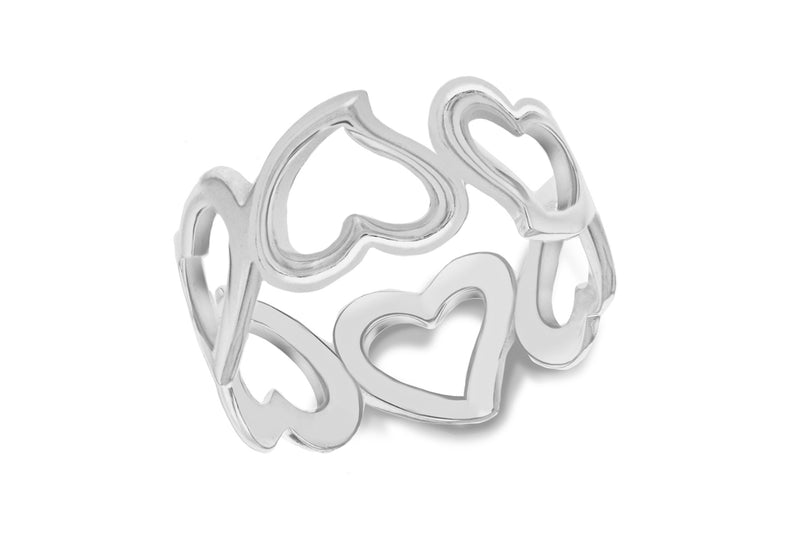 SILVER OPEN HEART BAND Ring