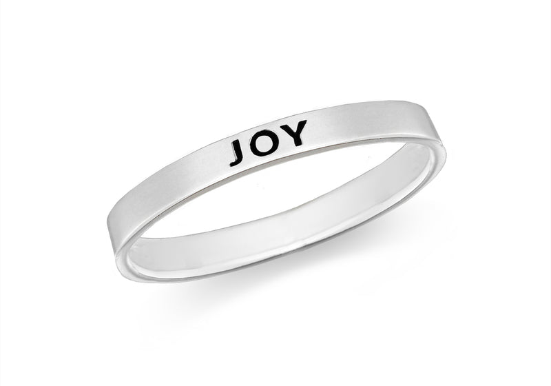 Sterling Silver 'Joy' Message Band Ring
