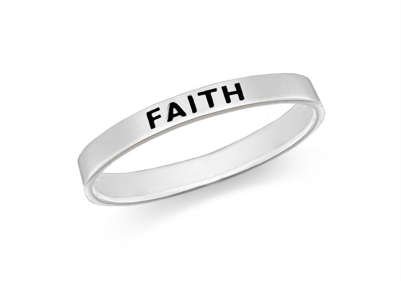 Sterling Silver 'Faith' Message Band Ring