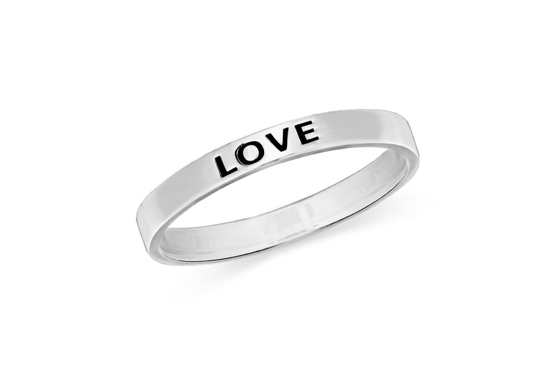 Sterling Silver 'Love' Message Band Ring