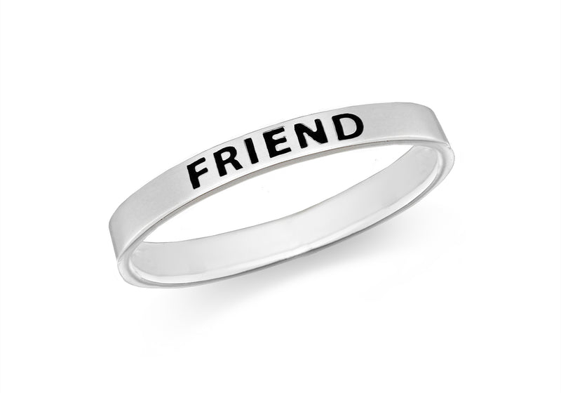Sterling Silver 'Friend' Message Band Ring