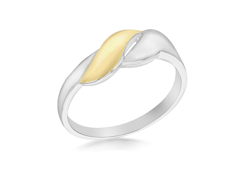 Sterling Silver Two-Tone Gold Plated Twist Ring