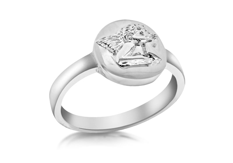 SILVER ROUND ANGEL Ring