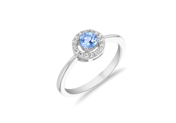Sterling Silver 0.25ct Topaz and White Zirconia Halo Ring