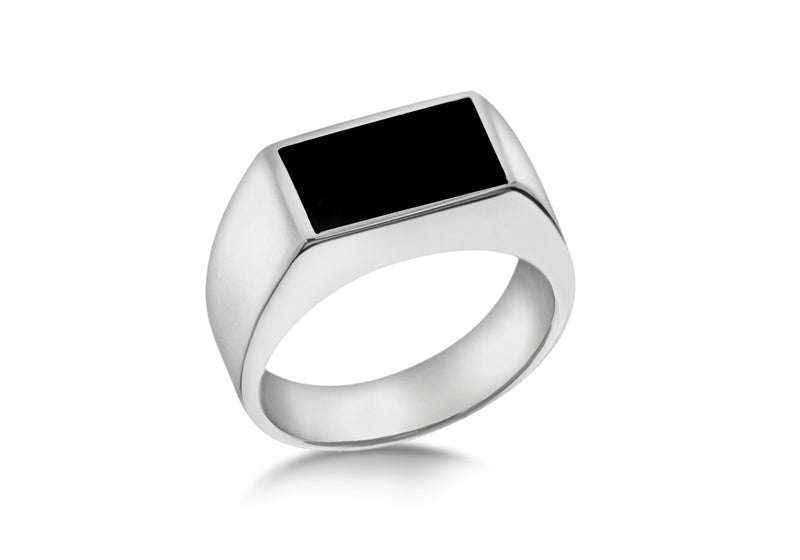 SILVER RET BLK MOP INLAY Ring