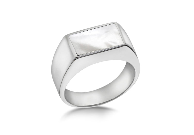 SILVER RET MOP INLAY Ring
