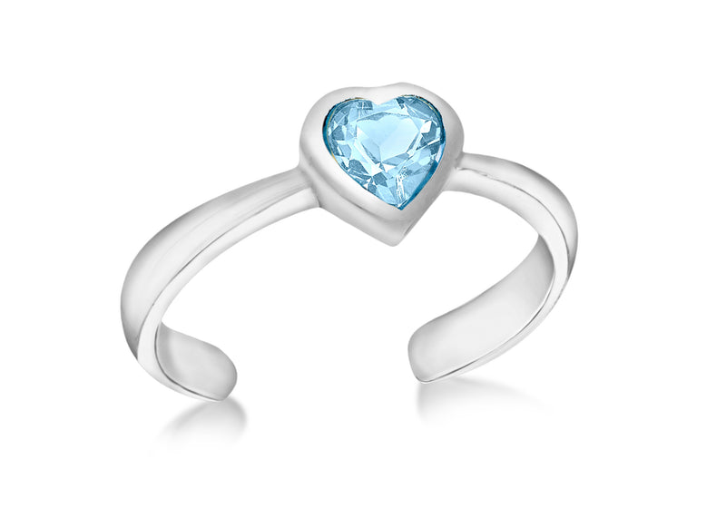 Sterling Silver Blue Heart Zirconia Toe Ring 