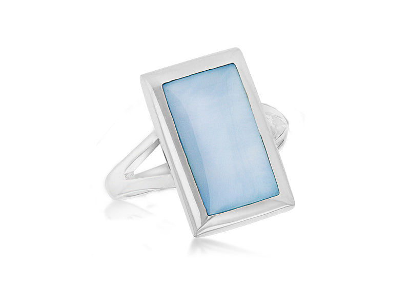 SILVER BLUE MOP RE TOP Ring