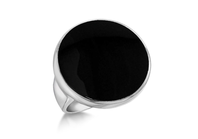 Sterling Silver Round Black Onyx Ring