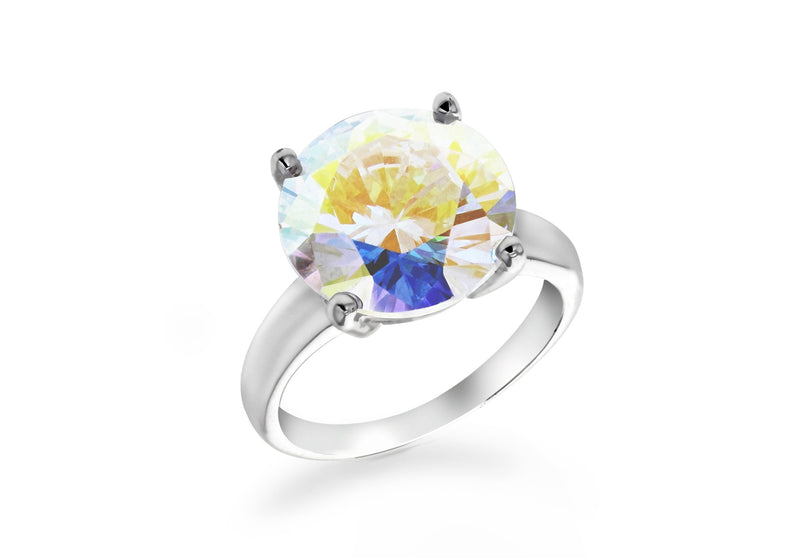 Sterling Silver Zirconia Aurora Borealis Ring