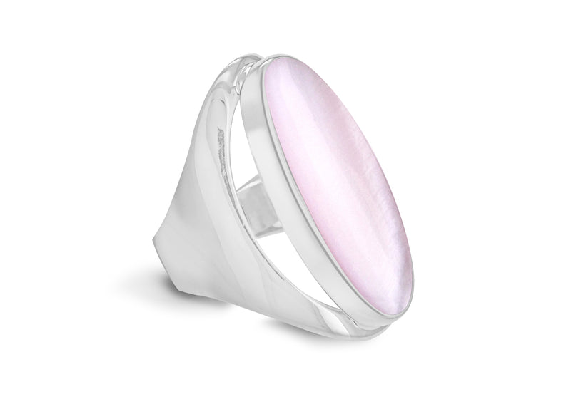 Sterling Silver Oval Pink Stone Set Ring