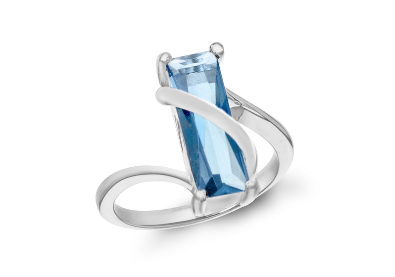 Sterling Silver Blue Zirconia Swirl Ring