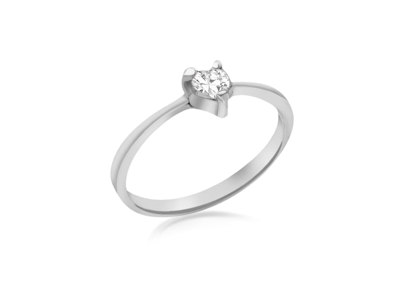 SILVER Zirconia  HEART Claw SET Ring