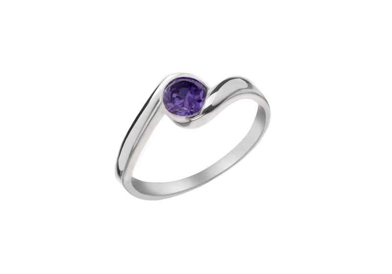 Sterling Silver Amy Zirconia  Stone Set Crossover Ring