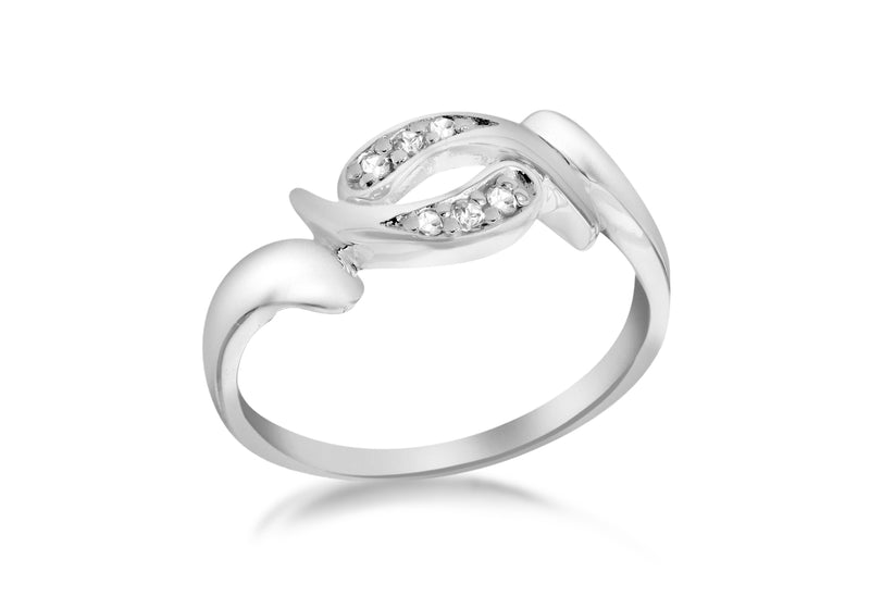 Sterling Silver Zirconia  Stone Set Crossover Ring