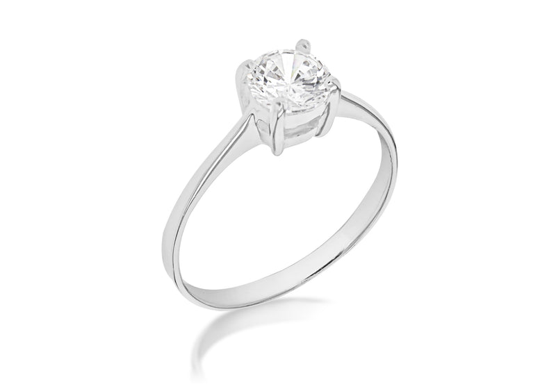 Sterling Silver Single Stone Zirconia Ring